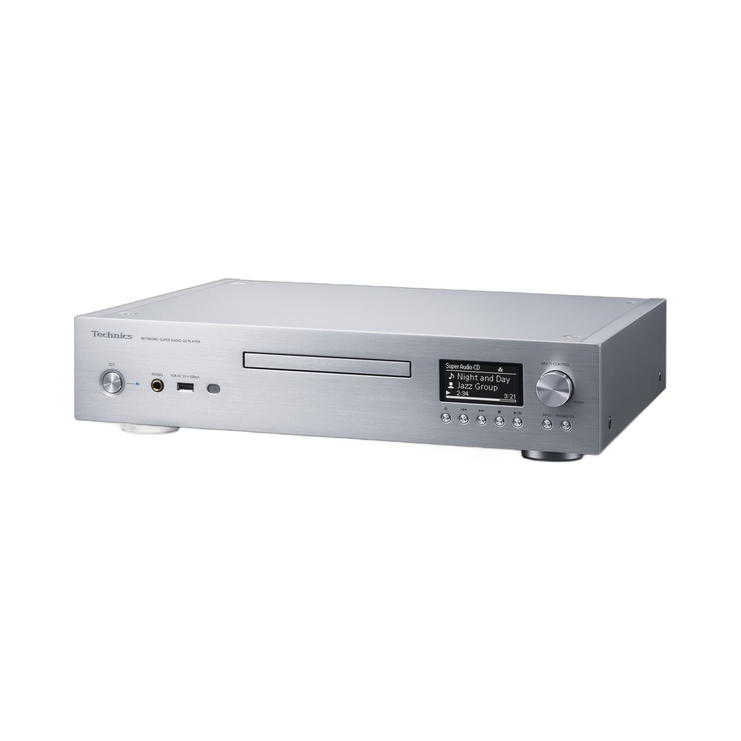 Technics SL-G700M2 Netzwerk-SACD-Player Silber Schrägansicht von vorn links mit Deckplatte