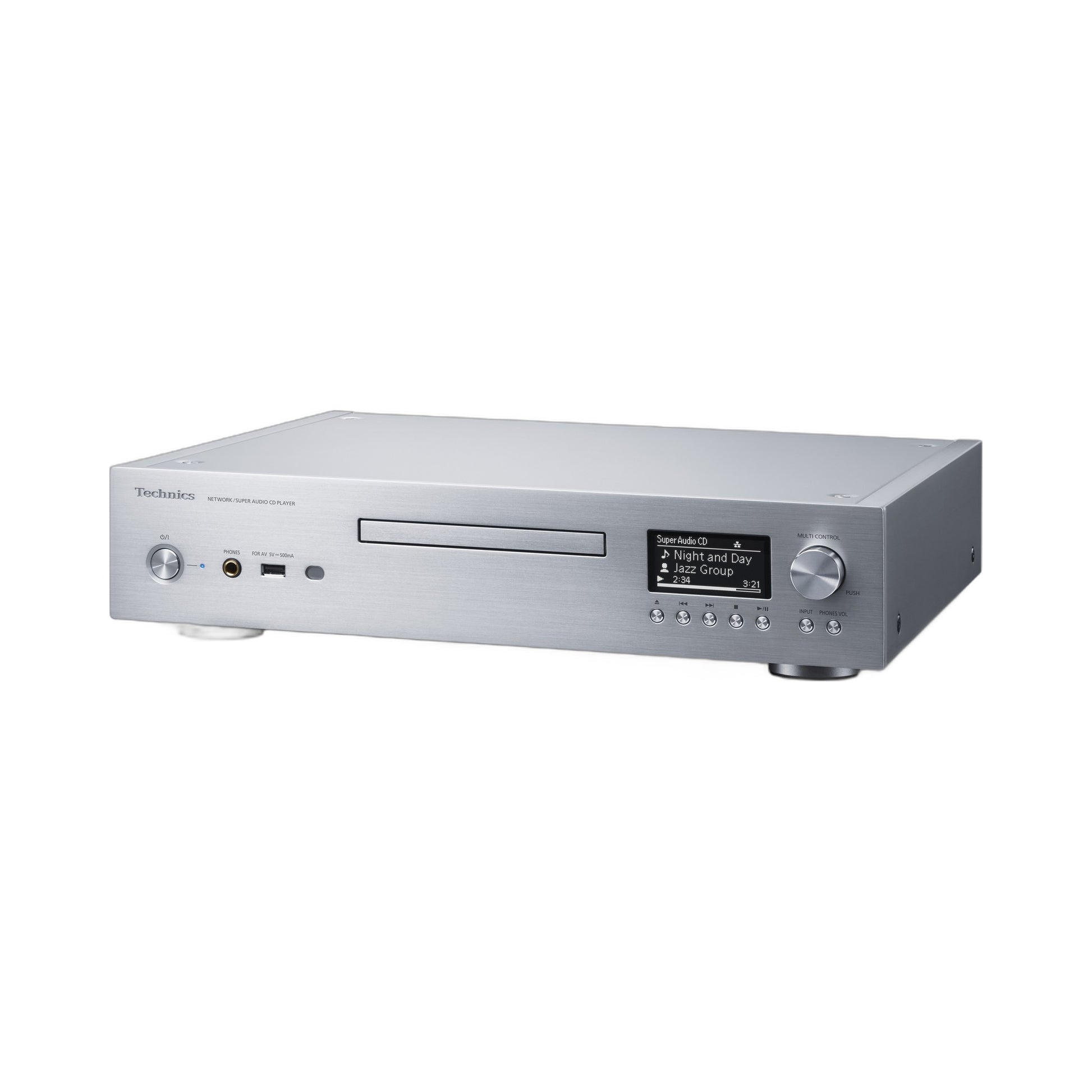 Technics SL-G700M2 Netzwerk-SACD-Player Silber Schrägansicht von vorn links mit Deckplatte