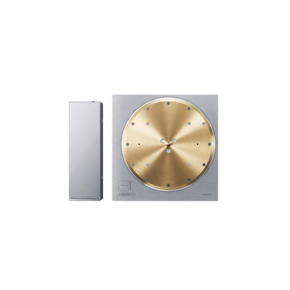 Technics SP-10R Plattenspieler-Laufwerk Draufsicht mit Steuereinheit, Messingteller auf der Chassisplatte