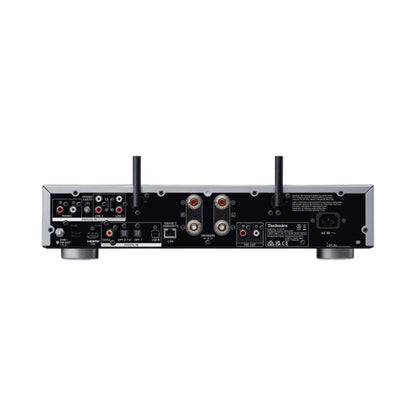 Technics SU-GX70 Netzwerk-Vollverstärker Rückansicht, Abbildung Silber, HDMI ARC, Phono, LAN und Klemmen