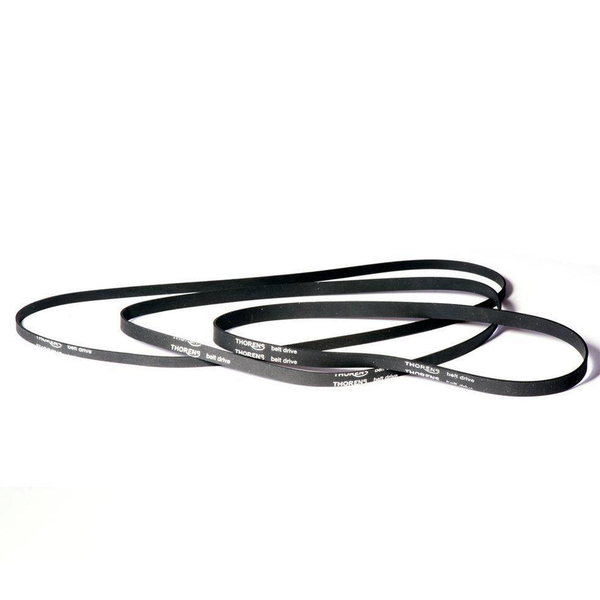 Thorens Antriebsriemen Standard Draufsicht, drei Flachriemen mit Aufdruck THORENS belt drive