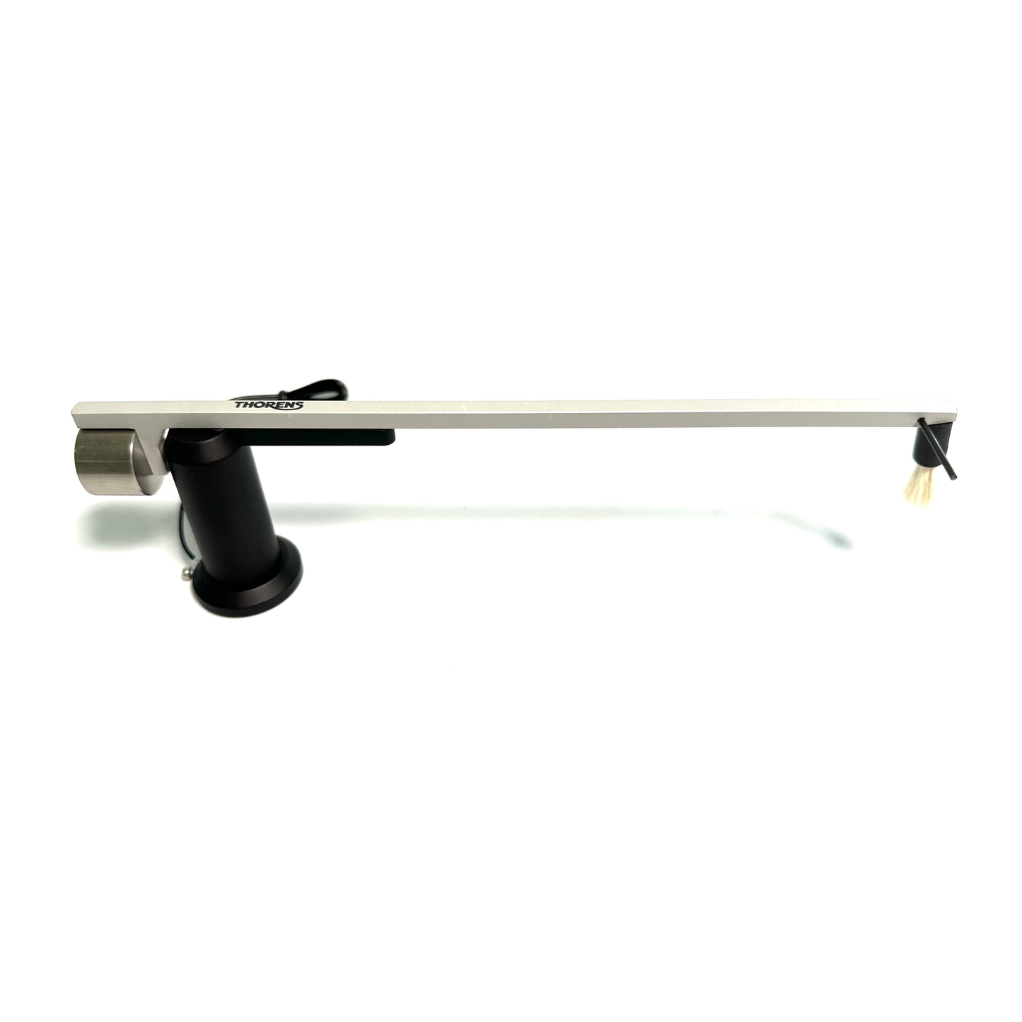 Thorens CA-800 Plattenbesen Seitenansicht mit Aluminiumarm, Standfuss und Ziegenhaar-Pinsel