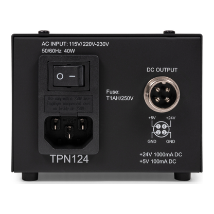 Thorens Netzteil TD-1600/1601, TD-350, TD-2015/35, TD-550 Rückansicht mit Netzschalter und DC-Ausgang