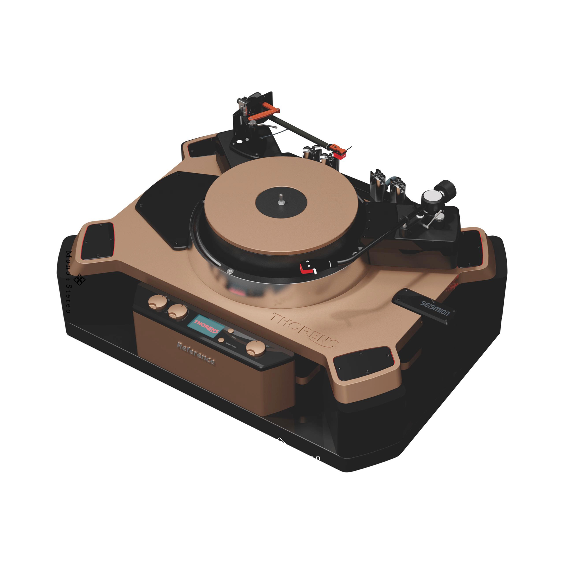 Thorens New Reference Bronze Plattenspieler Draufsicht mit Plattenteller und Tonarm