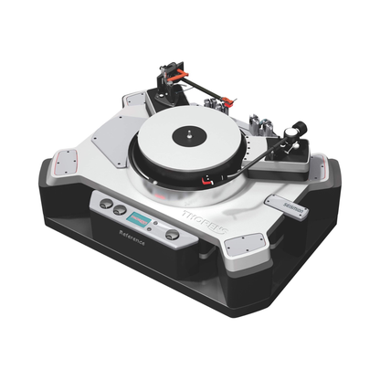 Thorens New Reference Silber Plattenspieler Draufsicht mit Plattenteller und Tonarm