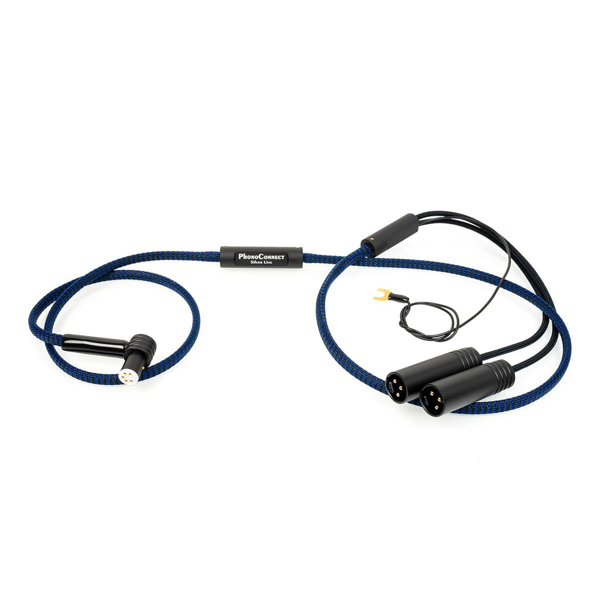 Thorens PhonoConnect PHS 150 Phonokabel Silber Draufsicht 4 DIN-Winkelstecker auf XLR