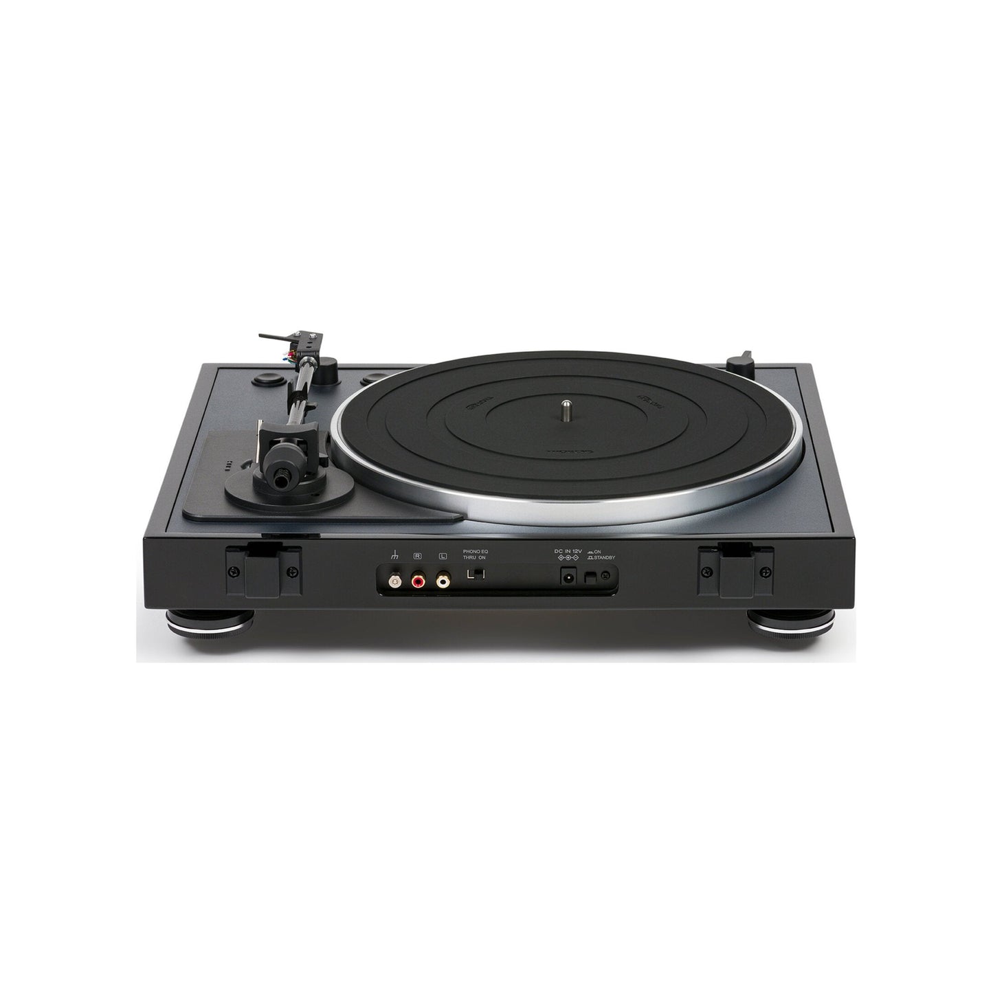 Thorens TD 102 A Plattenspieler Schwarz Hochglanz Rückansicht mit Anschlussfeld