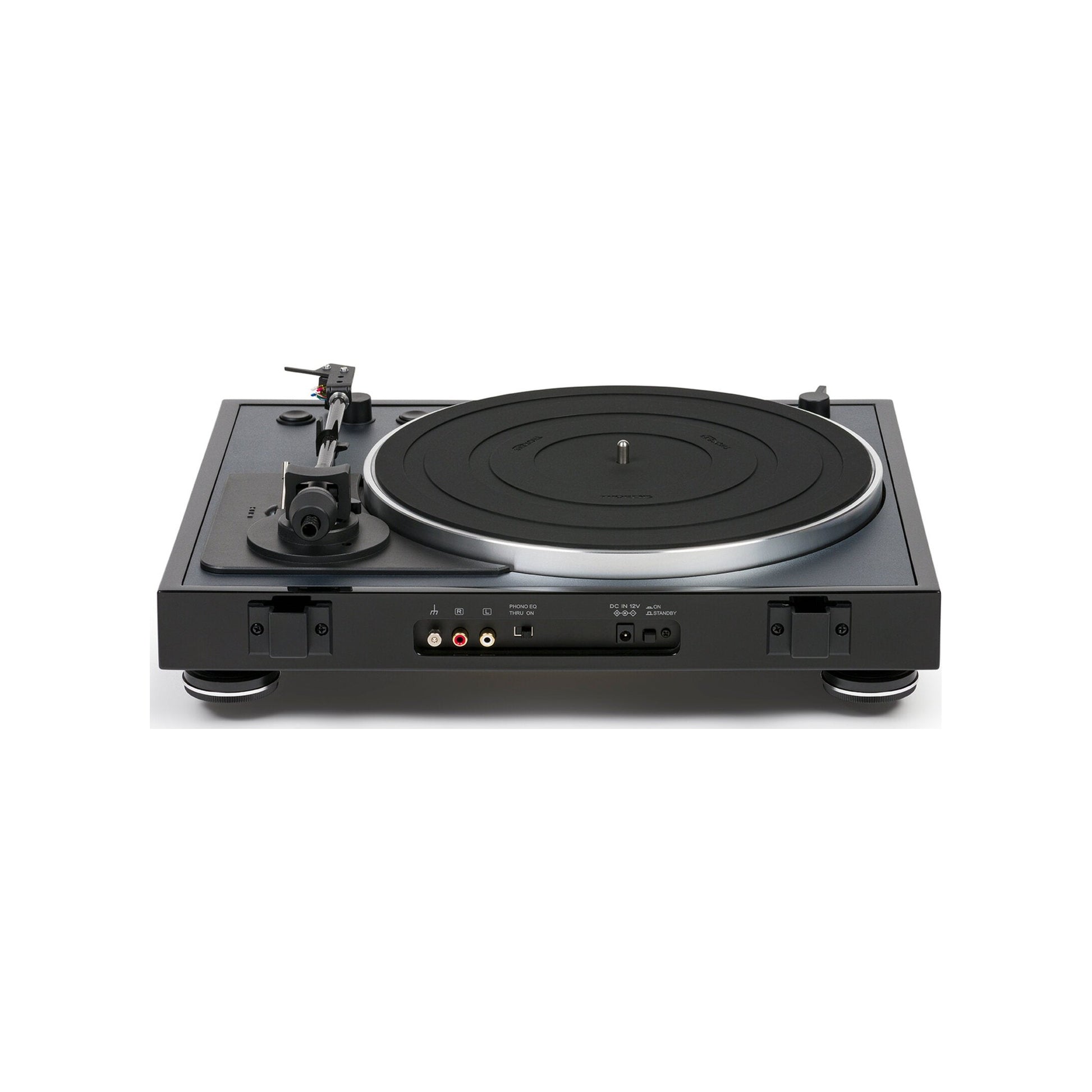 Thorens TD 102 A Plattenspieler Schwarz Hochglanz Rückansicht mit Anschlussfeld