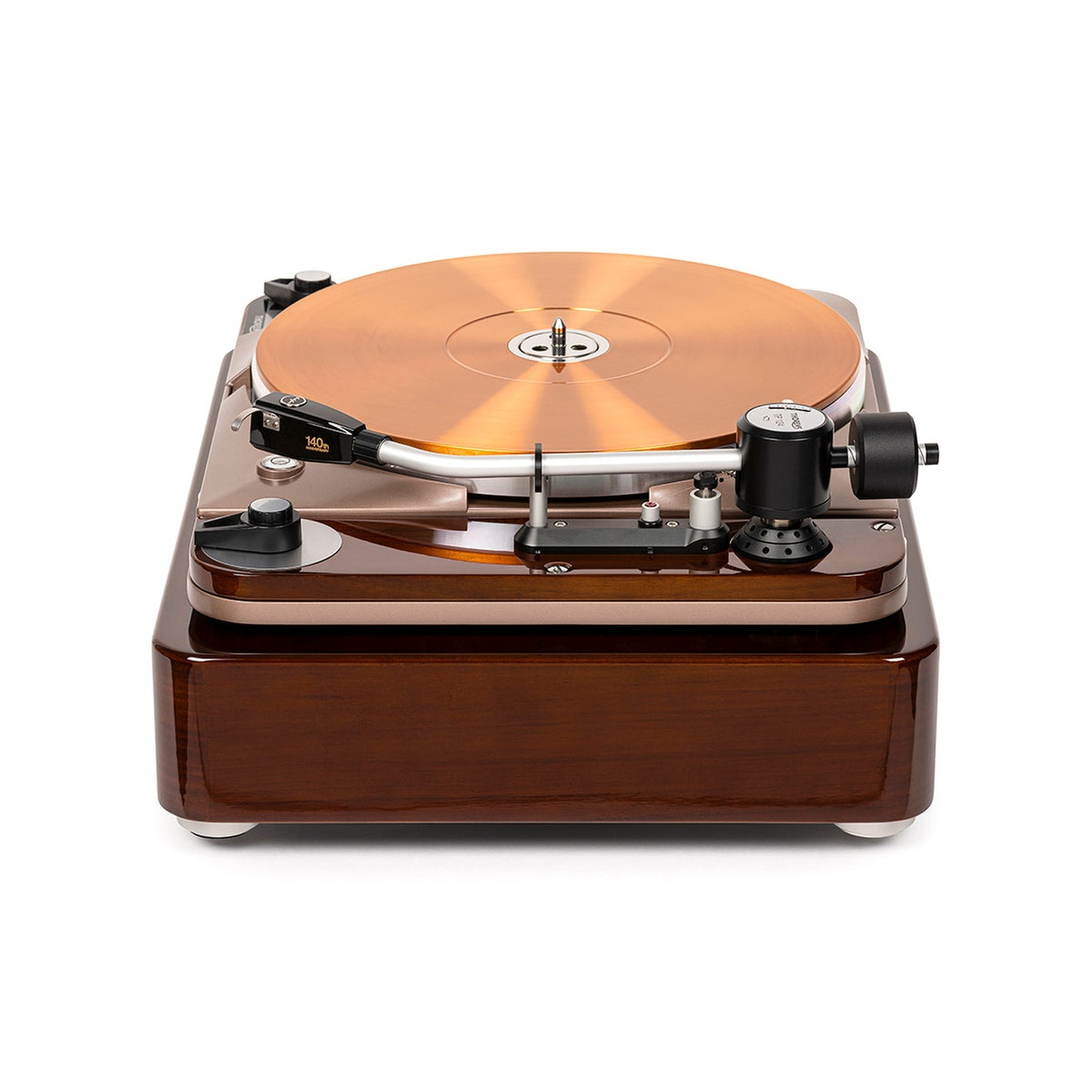 Thorens TD 124 DD Exclusive inkl. EMT Tondose Plattenspieler Seitenansicht mit Tonarm TP 124