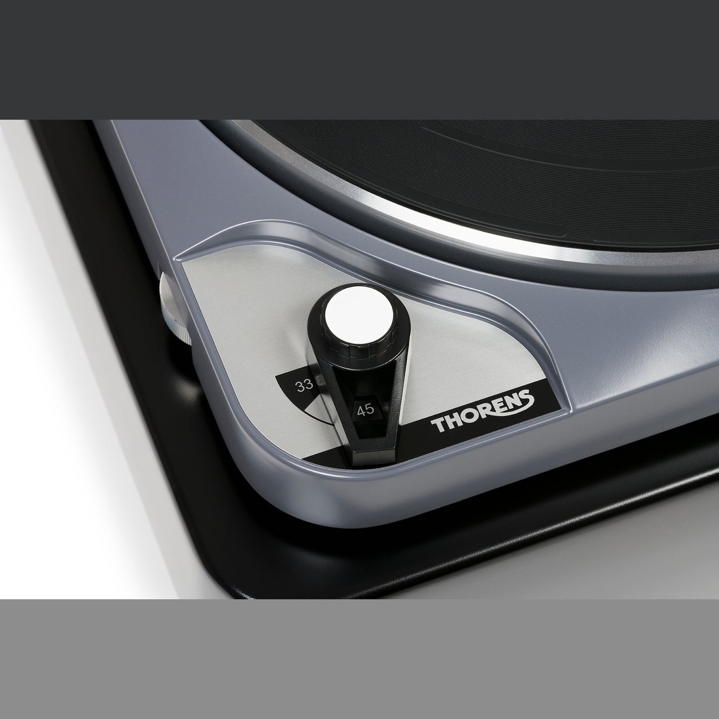 Thorens TD 124 DD + SPU-124 Plattenspieler Schwarz Detailansicht 9 Geschwindigkeitswahl 33 und 45 U/min