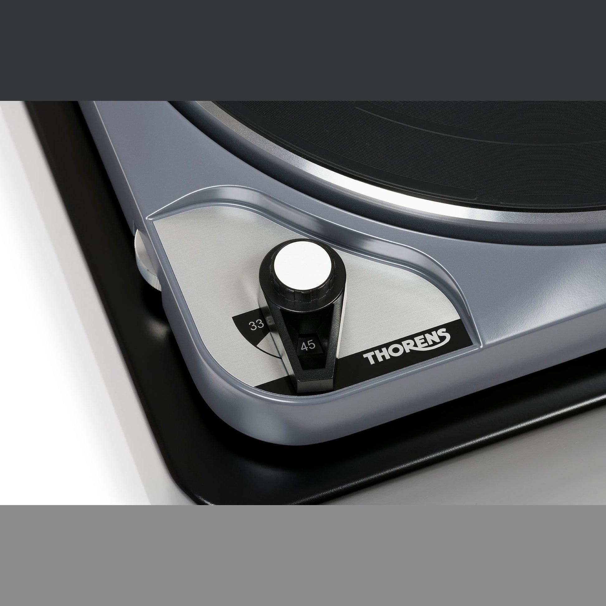 Thorens TD 124 DD + SPU-124 Plattenspieler Schwarz Detailansicht 9 Geschwindigkeitswahl 33 und 45 U/min