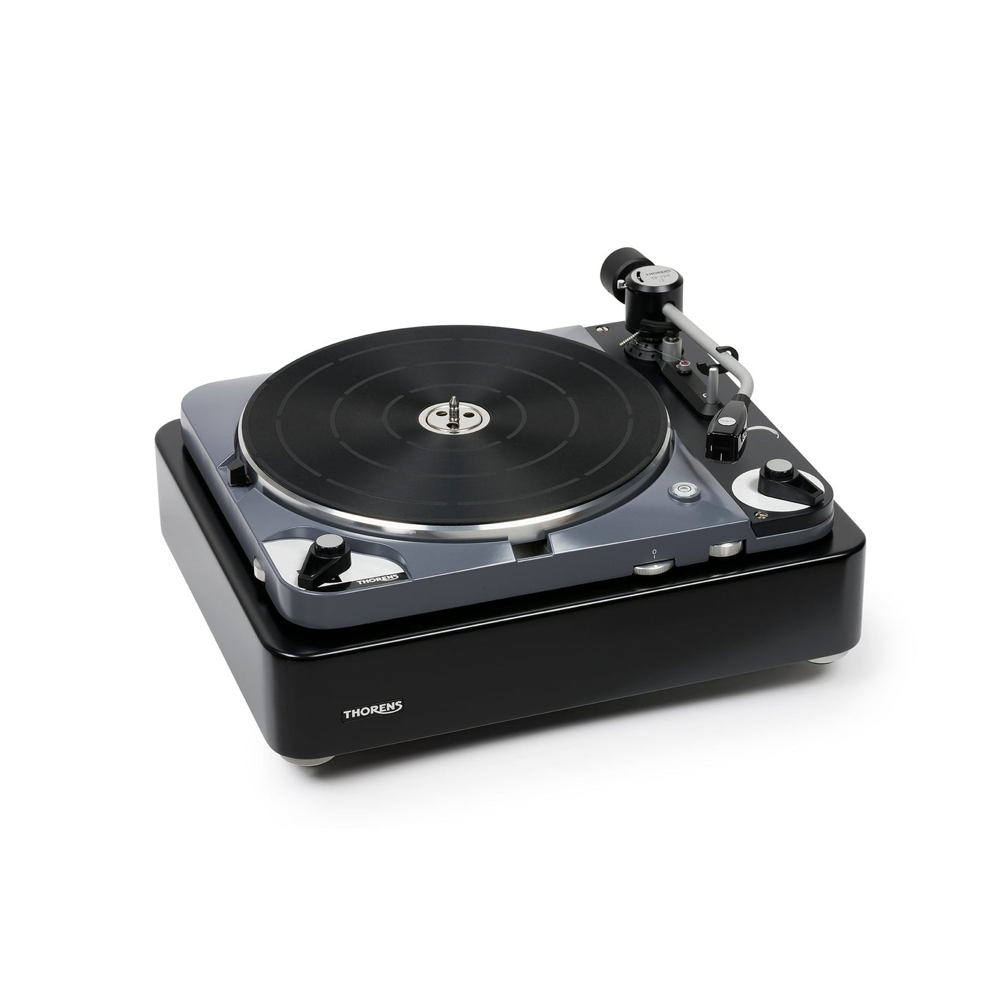 Thorens TD 124 DD + SPU-124 Plattenspieler Schwarz Schrägansicht 4 von vorne links