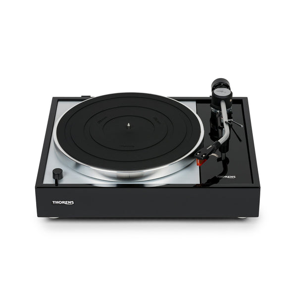 Thorens TD 1500 Plattenspieler Schwarz Hochglanz Frontansicht ohne Staubschutzhaube