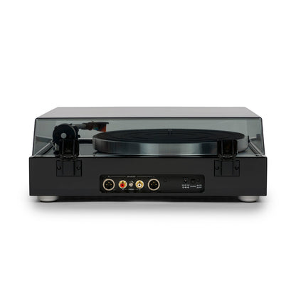 Thorens TD 1500 Plattenspieler Schwarz Hochglanz Rückansicht mit Cinch- und XLR-Anschlussfeld