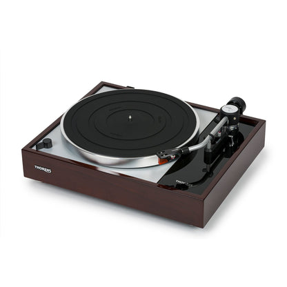 Thorens TD 1500 Plattenspieler Walnuss Hochglanz Draufsicht auf Plattenteller und Tonarm TP 150