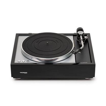 Thorens TD 1600 (TP 160) Plattenspieler Schwarz Frontansicht mit Plattenteller und Tonarm TP 160