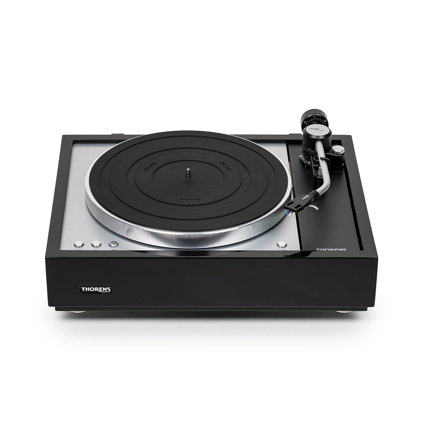 Thorens TD 1601 (TP 160) Plattenspieler Schwarz Frontansicht 2 ohne Staubschutzhaube