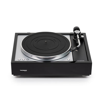 Thorens TD 1601 (TP 160) Plattenspieler Schwarz Frontansicht 2 ohne Staubschutzhaube