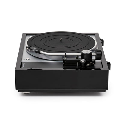 Thorens TD 1601 (TP 160) Plattenspieler Schwarz Seitenansicht mit Tonarmbasis