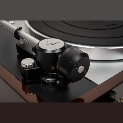 Thorens TD 1601 (TP 92) Plattenspieler Walnuss Detailansicht Tonarmlager und Gegengewicht