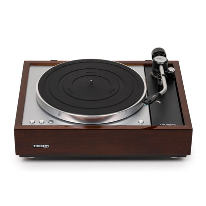Thorens TD 1601 (TP 92) + TAS-1500 MC Plattenspieler Walnuss Frontansicht 2 ohne Haube