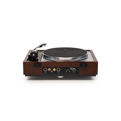 Thorens TD 1601 (TP 92) + TAS-1500 MC Plattenspieler Walnuss Rückansicht 2 mit Cinch- und XLR-Ausgängen