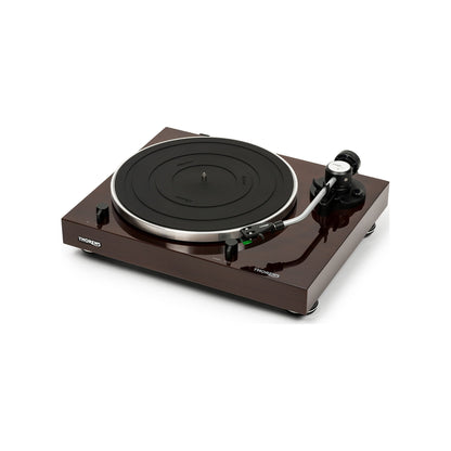 Thorens TD 204 Plattenspieler Nussbaum Hochglanz Draufsicht 2 auf Plattenteller und Tonarm TP 120