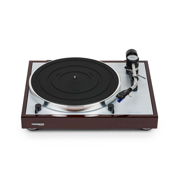 Thorens TD 403 DD Plattenspieler Nussbaum Hochglanz Frontansicht ohne Staubschutzhaube