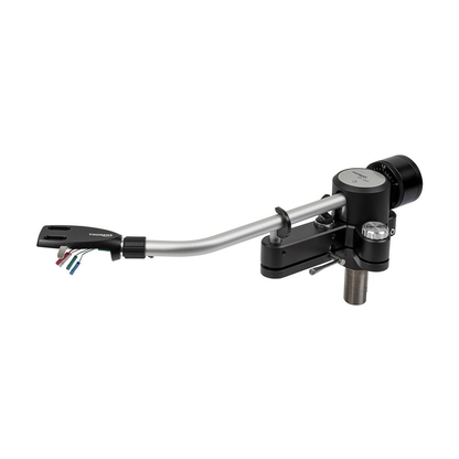 Thorens TP-160 9-Zoll-Tonarm Seitenansicht komplett mit Headshell, Lagerbasis und Anschlusslitzen