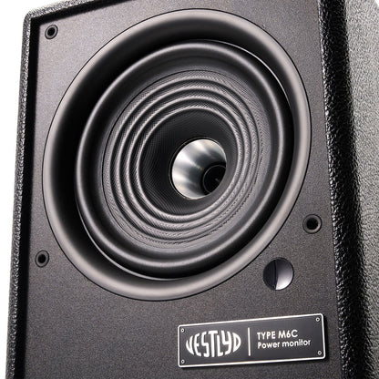 Vestlyd M6C Active Koax-Aktivlautsprecher Schwarz Detailansicht Koax-Treiber und Typenschild