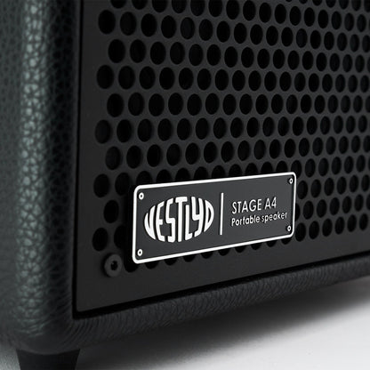 Vestlyd Stage A4 Bluetooth-Lautsprecher Schwarz Detailansicht Typenschild Stage A4 Portable speaker