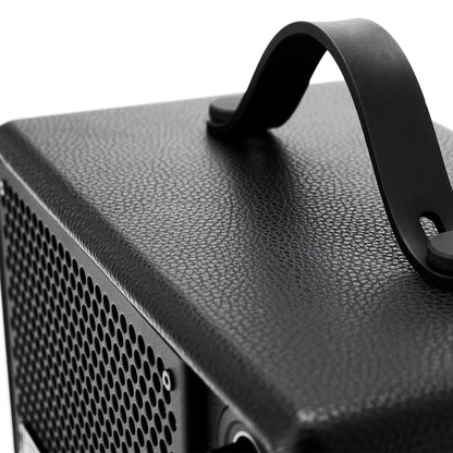 Vestlyd Stage A4 Bluetooth-Lautsprecher Schwarz Detailansicht Tragegriff aus Leder