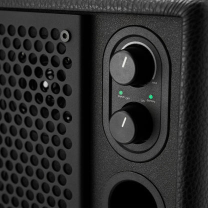 Vestlyd Stage A4 Bluetooth-Lautsprecher Schwarz Displayansicht Bedienelemente mit Lautstärke- und Höhen-Regler