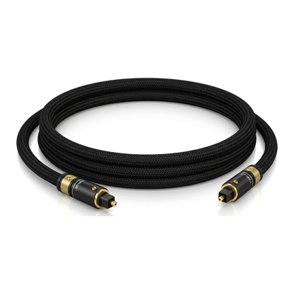 ViaBlue H-FLEX Optisches Kabel Toslink mit T8 Toslink-Steckern, Geflechtschlauch Black, Produktansicht