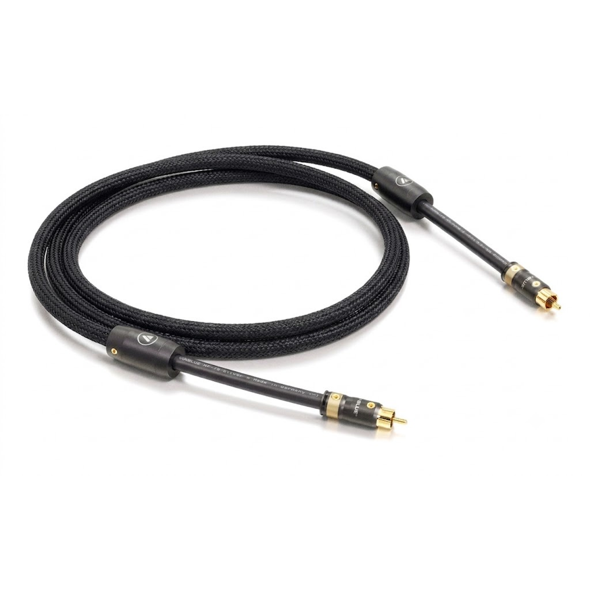 ViaBlue NF-75 Digitalkabel koaxial mit T8 Cinchsteckern, Geflechtschlauch Black, 75 Ohm, Produktansicht