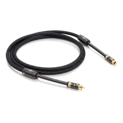 ViaBlue NF-75 Digitalkabel koaxial mit T8 Cinchsteckern, Geflechtschlauch Black, 75 Ohm, Produktansicht