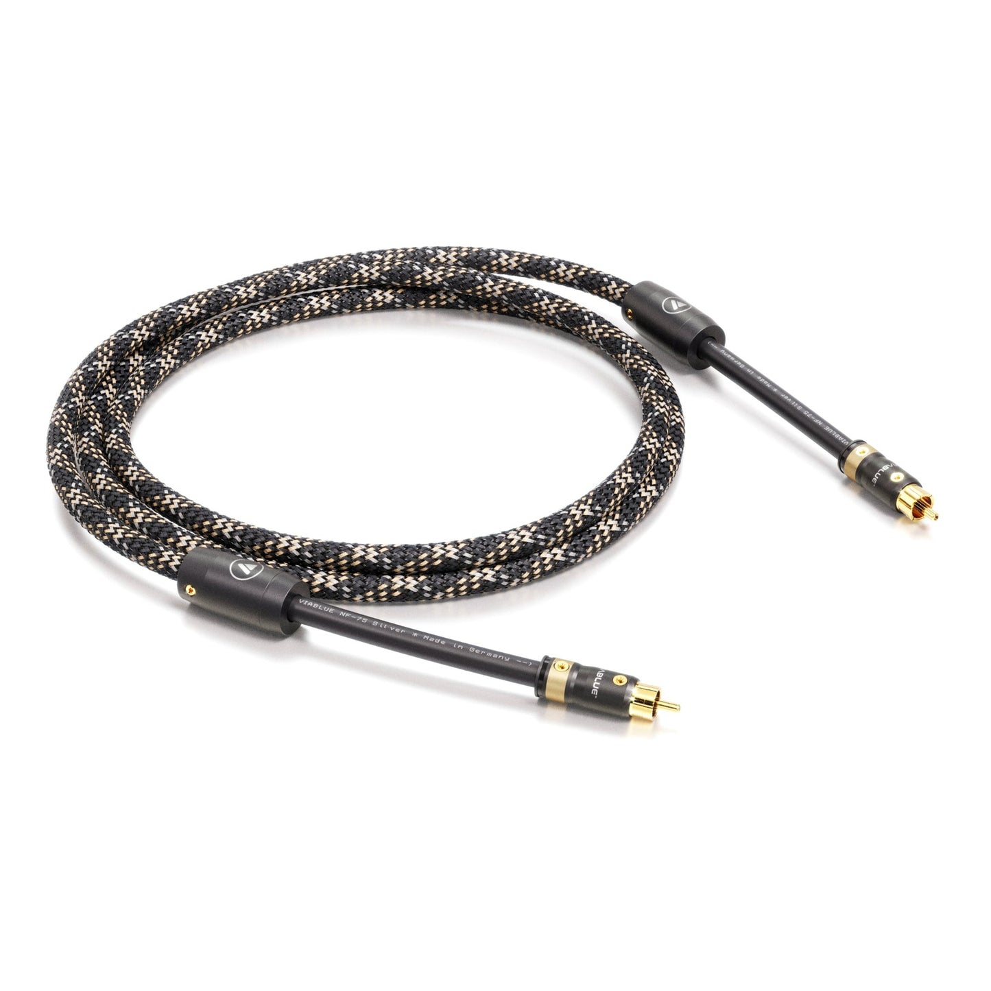 ViaBlue NF-75 Digitalkabel koaxial mit T8 Cinchsteckern, Geflechtschlauch Cobra, 75 Ohm, Produktansicht