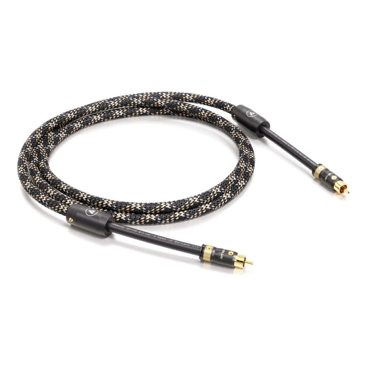 ViaBlue NF-75 Digitalkabel koaxial mit T8 Cinchsteckern, Geflechtschlauch Cobra, 75 Ohm, Produktansicht