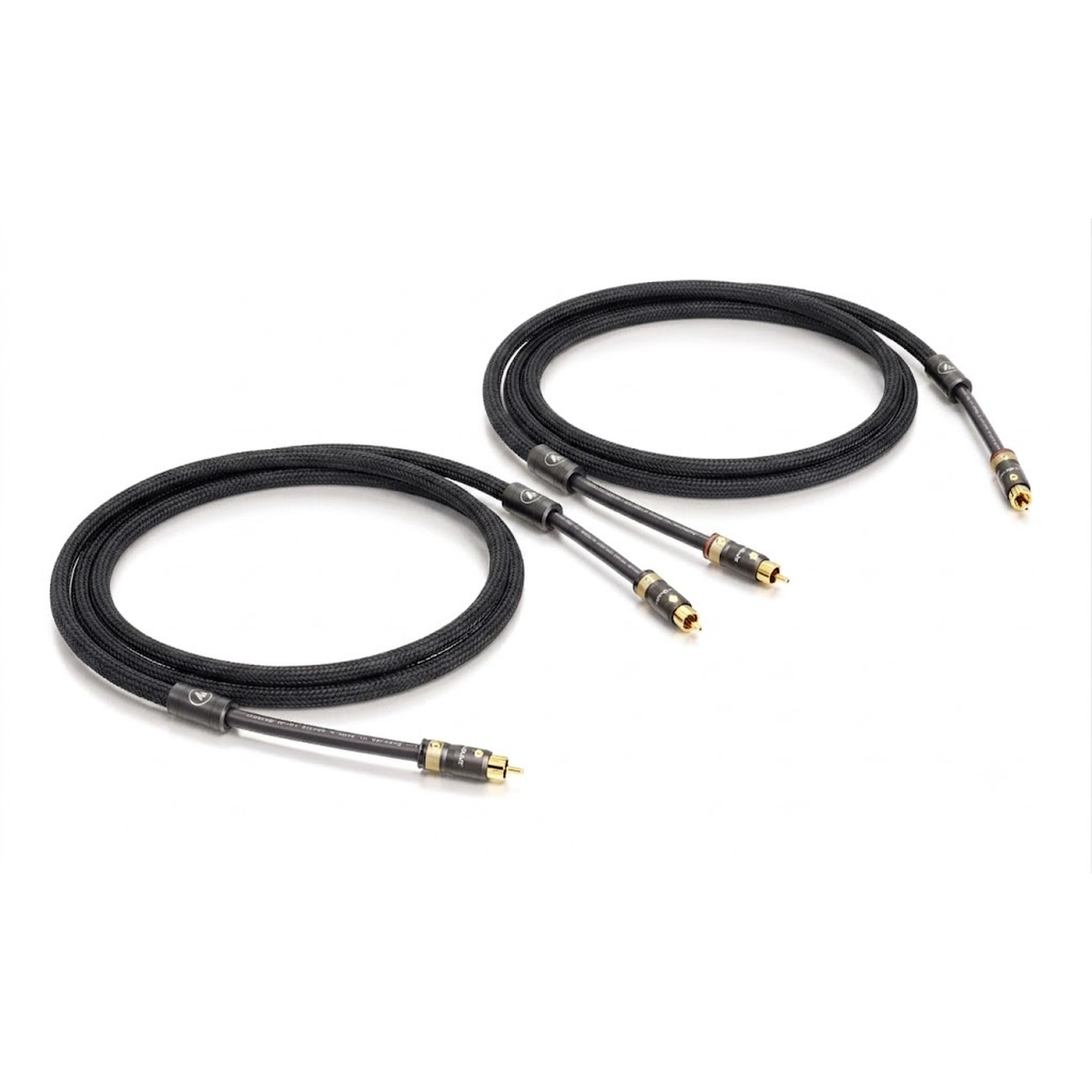 ViaBlue NF-A7 NF-Kabel Cinch-Paar mit T8 Cinchsteckern, Geflechtschlauch Black, Triple Shield, Paaransicht