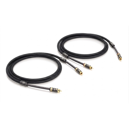 ViaBlue NF-A7 NF-Kabel Cinch-Paar mit T8 Cinchsteckern, Geflechtschlauch Black, Triple Shield, Paaransicht