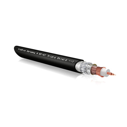 ViaBlue NF-A7 NF-Kabel Kabelmantel mit OFC-Kupferlitzen und Triple Shield, Detailansicht Kabelaufbau