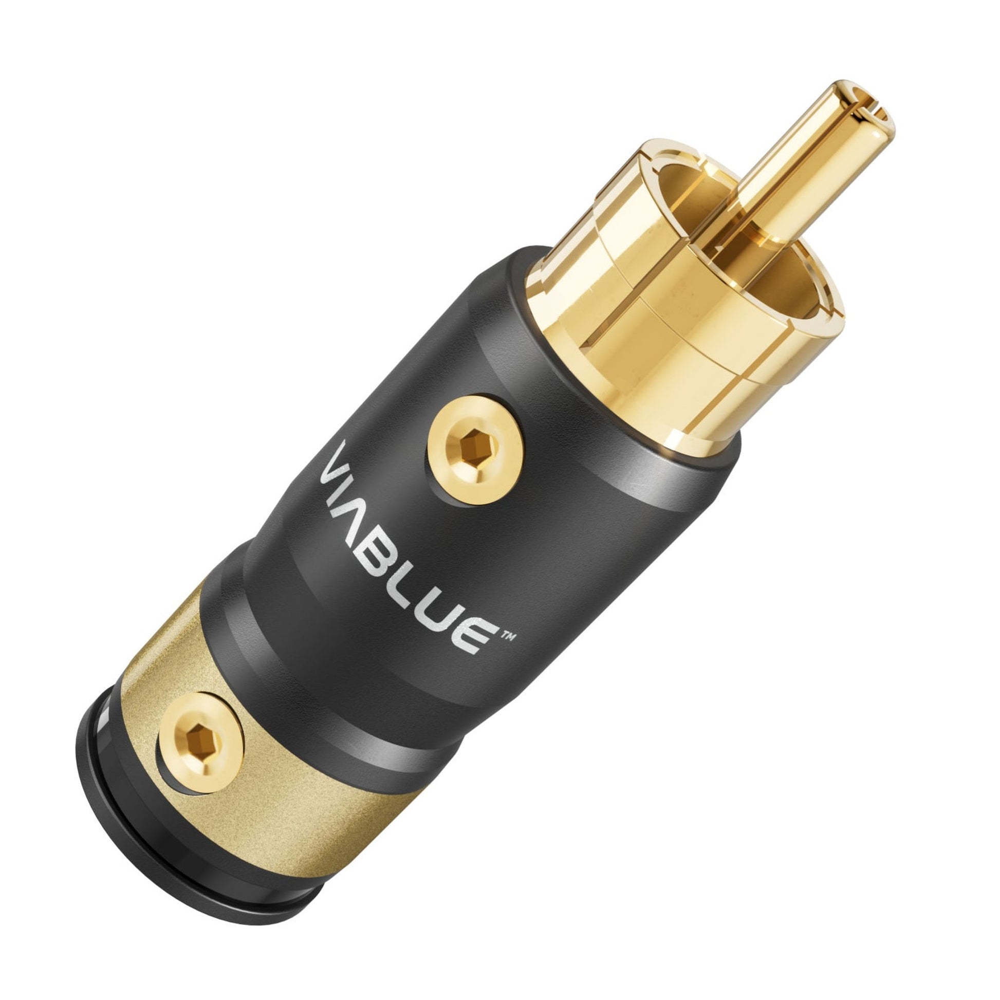 ViaBlue NF-A7 NF-Kabel T8 Cinchstecker mit 24 Karat echtvergoldeten Schraubkontakten, Detailansicht
