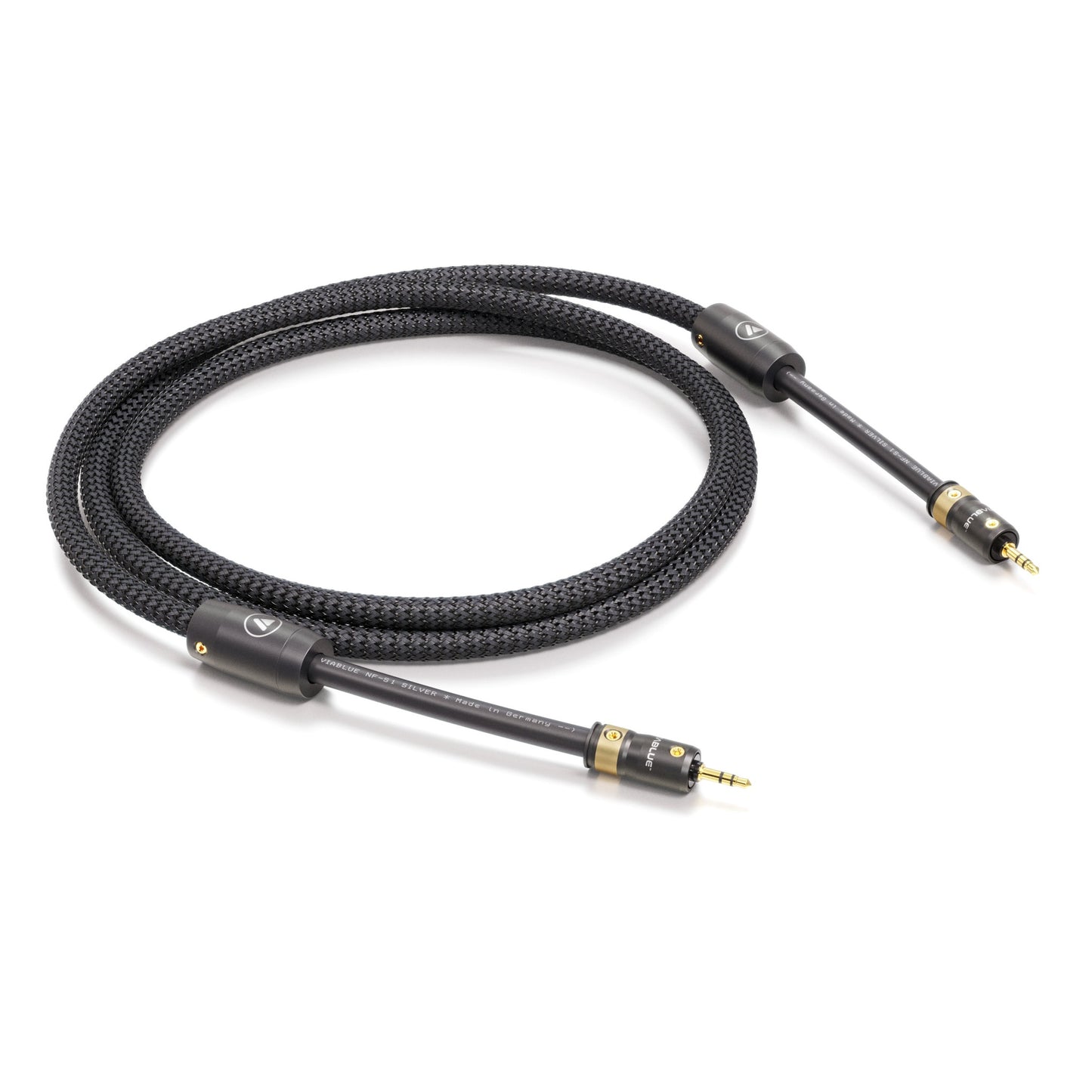ViaBlue NF-S1 3,5mm-Stereo-Kabel mit T8 Klinkensteckern, Geflechtschlauch Black, Produktansicht