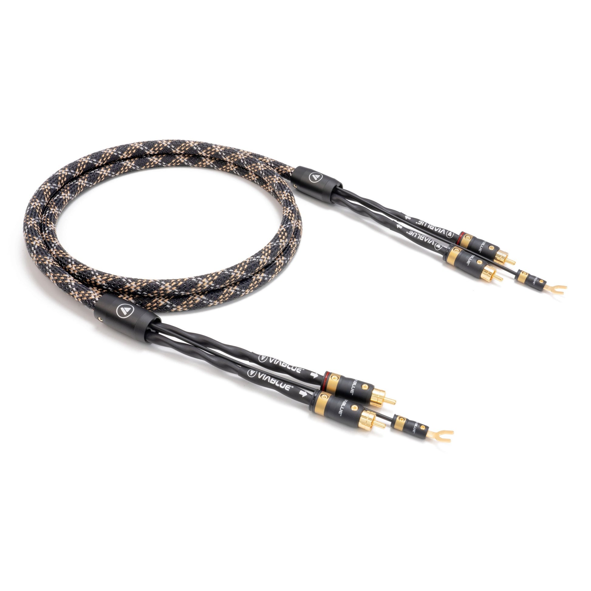 ViaBlue NF-S5 Phono- & Tonarmkabel mit T8 Cinchsteckern, Geflechtschlauch Cobra, 5 versilberte OFC-Leiter