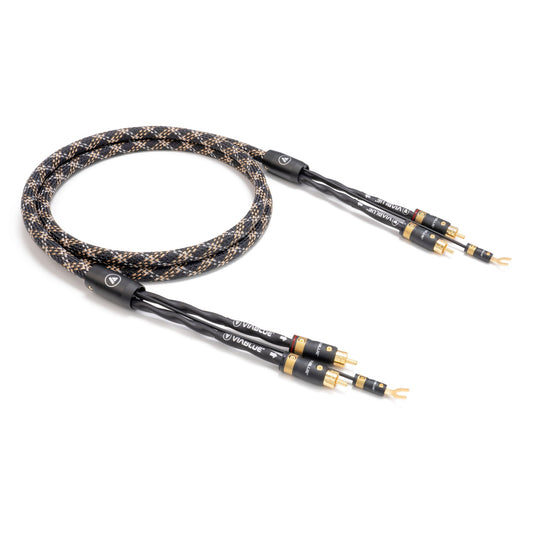 ViaBlue NF-S5 Phono- & Tonarmkabel mit T8 Cinchsteckern, Geflechtschlauch Cobra, 5 versilberte OFC-Leiter
