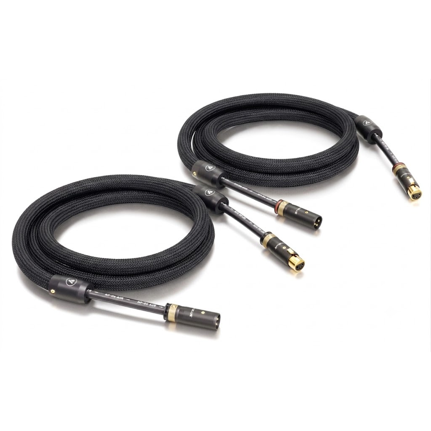 ViaBlue NF-S6 AIR XLR-Kabel Paar mit T8 XL XLR-Steckern, Geflechtschlauch Black, symmetrisch, Paaransicht
