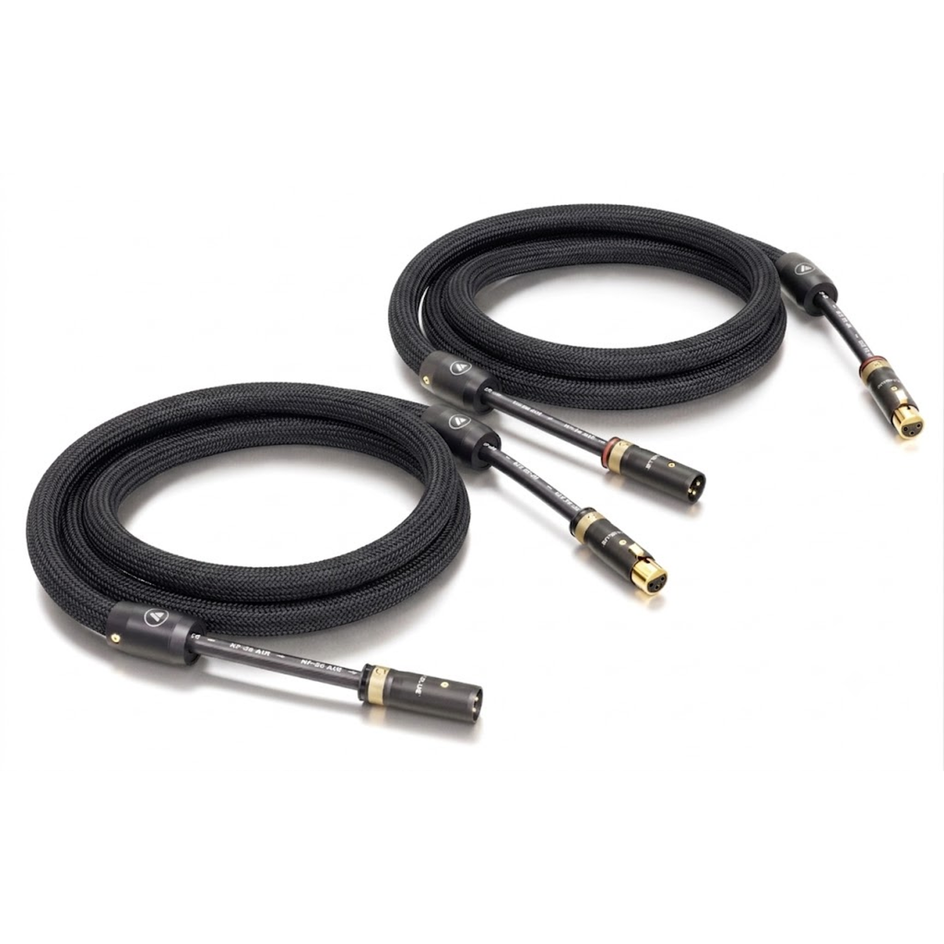 ViaBlue NF-S6 AIR XLR-Kabel Paar mit T8 XL XLR-Steckern, Geflechtschlauch Black, symmetrisch, Paaransicht