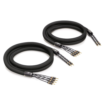 ViaBlue SC-6 AIR Lautsprecherkabel Bi-Wire-Paar mit T8 Bananensteckern, Geflechtschlauch Black, Paaransicht