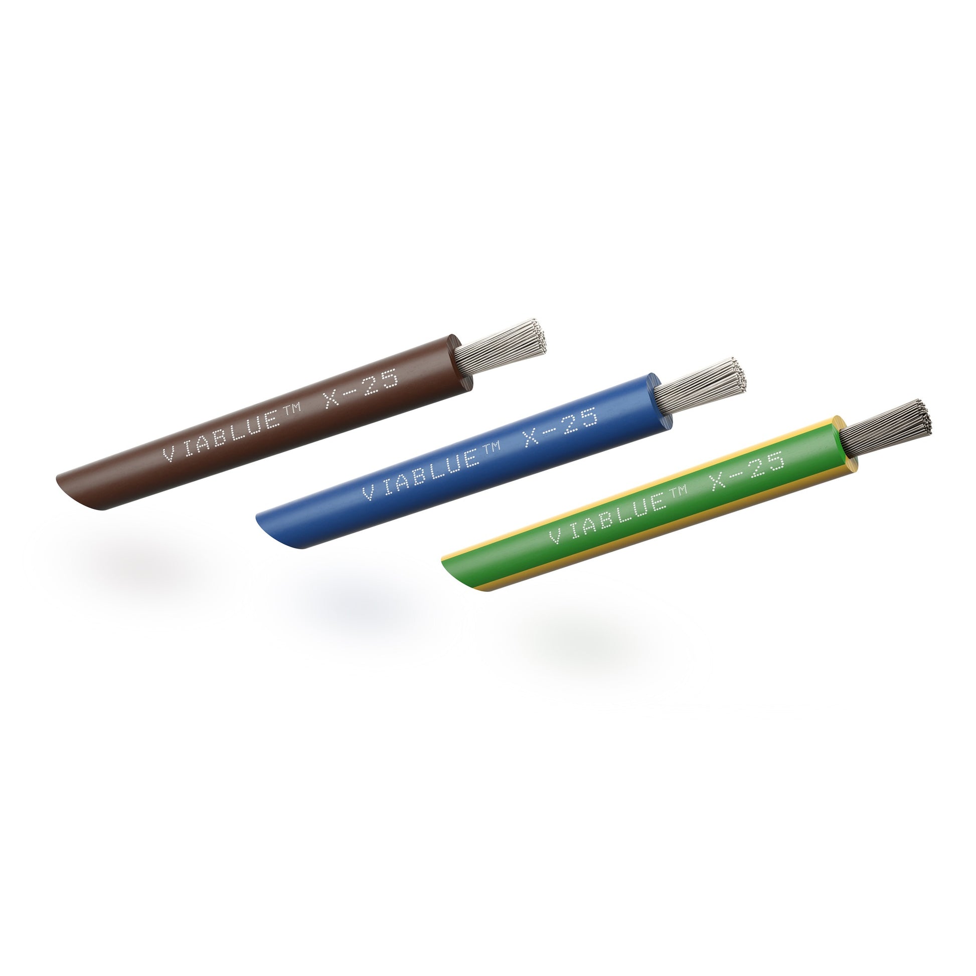 ViaBlue X-25 Netzkabel drei versilberte OFC-Einzelleiter für Phase, Neutral und Schutzleiter, Detailansicht