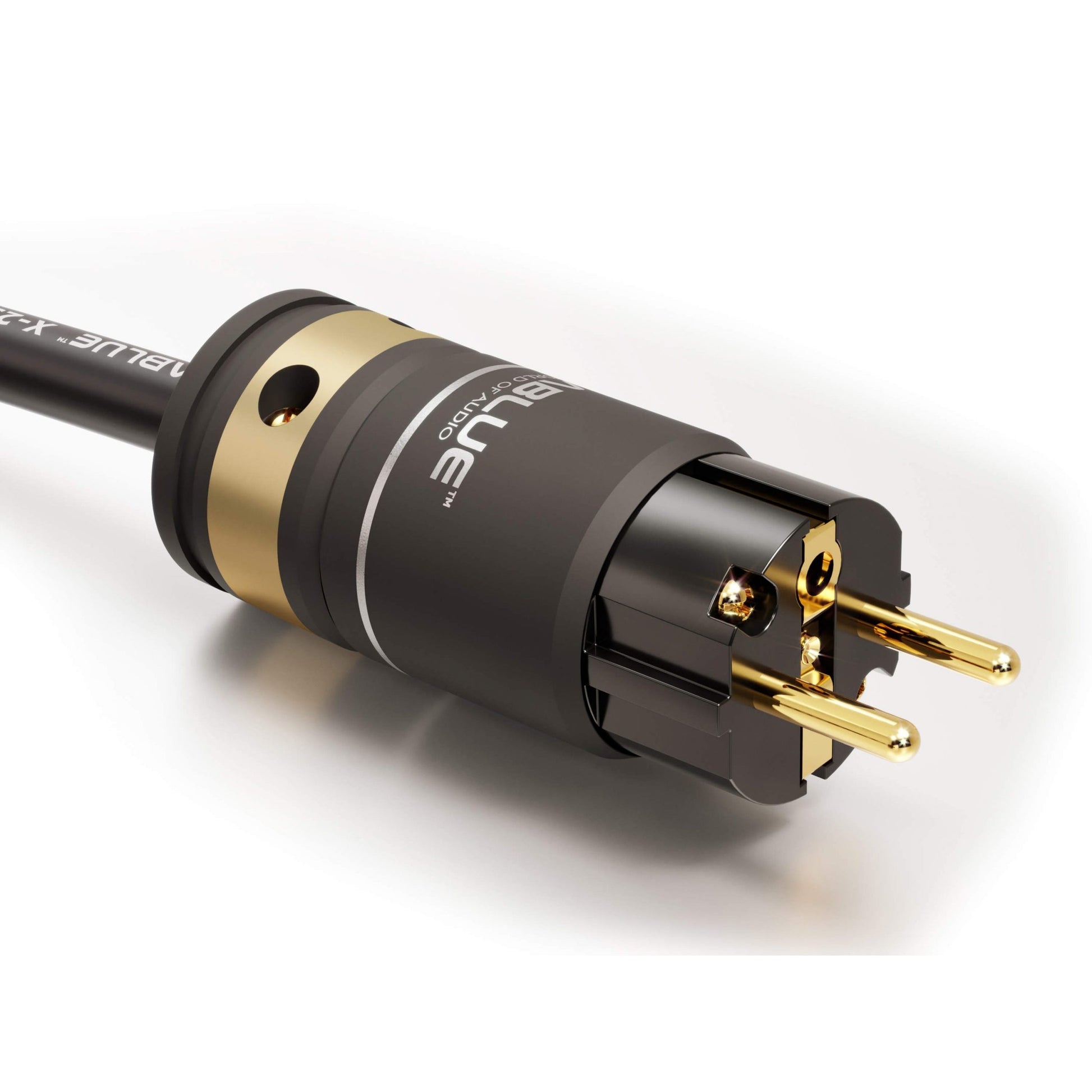 ViaBlue X-25 Netzkabel T6s Schutzkontakt-Stecker CEE 7/7 mit 24 Karat vergoldeten Kontakten, Detailansicht